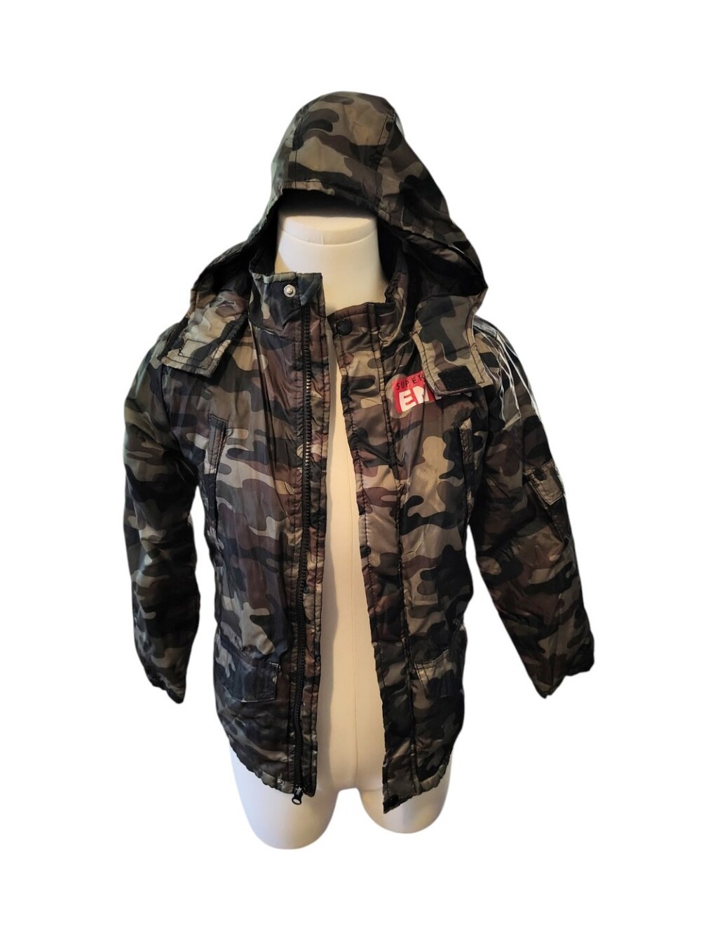 Enyce 1996 Green Brown Camouflage Streetwear Hoodie Jacket Size 8 To 10 Boys